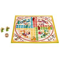 Janod - J02744 - Juego de mesa tradicional Ludo con diseño de tiovivo y figuritas de madera para niños a partir de 4…